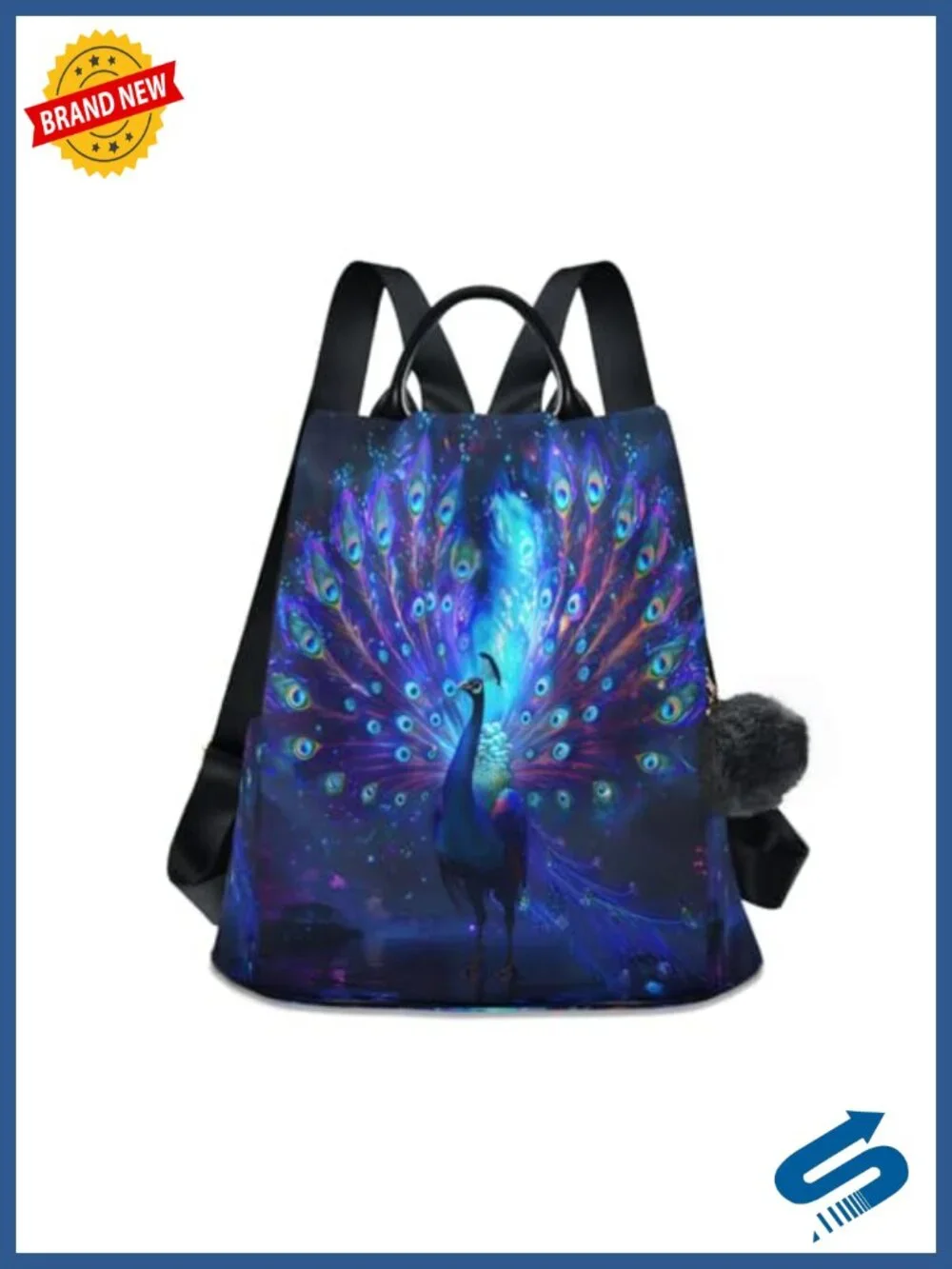 Anti Theft Fashion Backpack with Plush Ball, Large Capacity